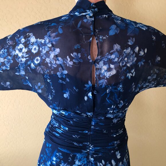 New Teri Jon by Ricki Freeman Mock Neck Chiffon Gown - Picture 5 of 14